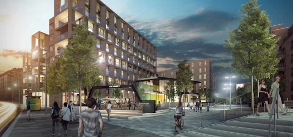 CGI of the forthcoming Fountainbridge residential development.