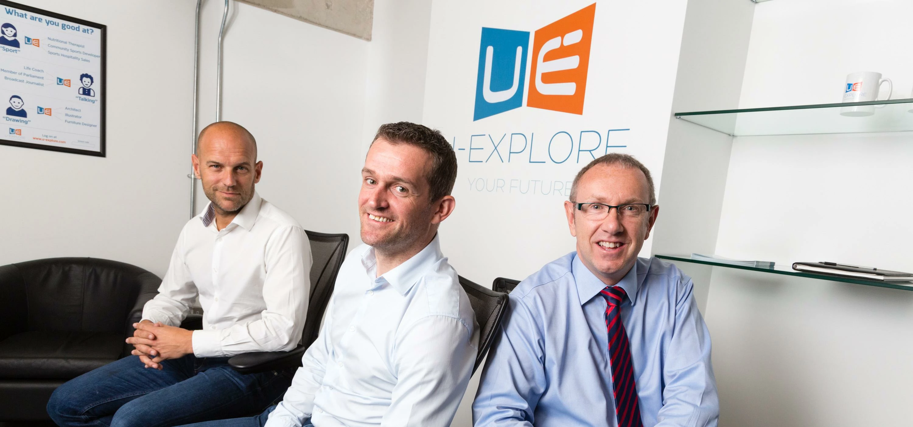 Andy Pickles, CEO of U-Explore, Matt Peters, MD of U-Explore, Tony Buchan, Lloyds Bank Commercial Ba