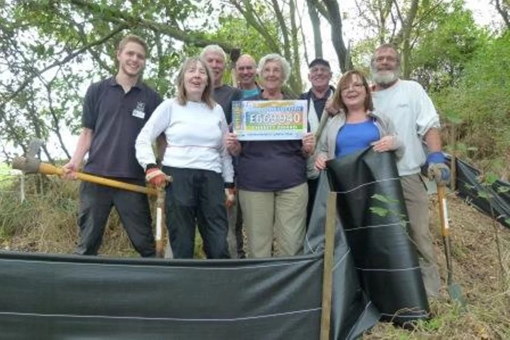 Northumberland Wildlife Trust’s Friday volunteers install newt fencing funded by players of People’s