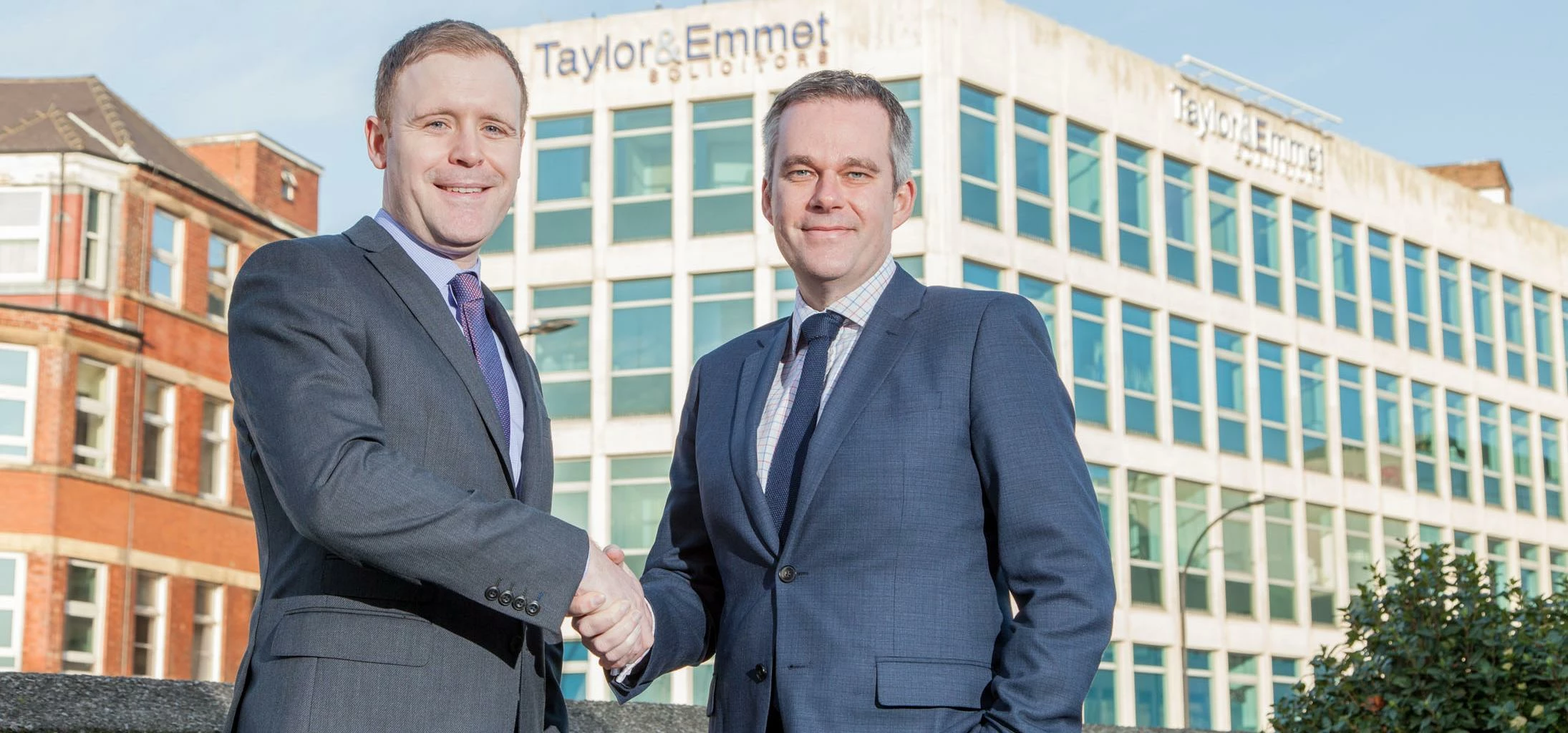 Ben Brown (left) is welcomed to Taylor&Emmet by head of the firm's probate team, Richard King (right