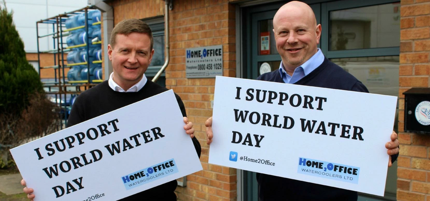 MD of Home2Office Water Coolers Steve Wrest with Director Mike Griffiths 