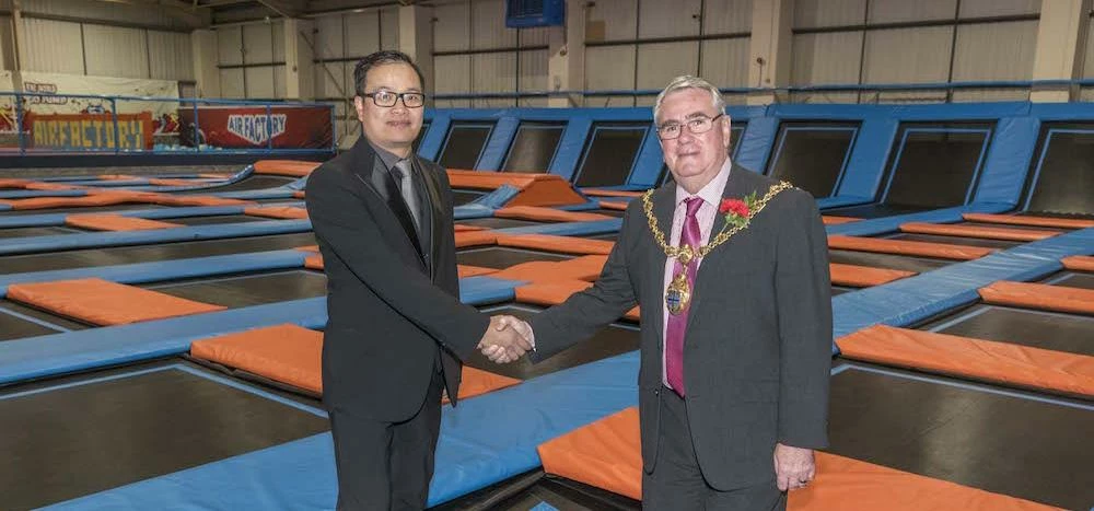 Air Factory UK director Bin Chen (left) with St Helens Mayor Cllr David Banks