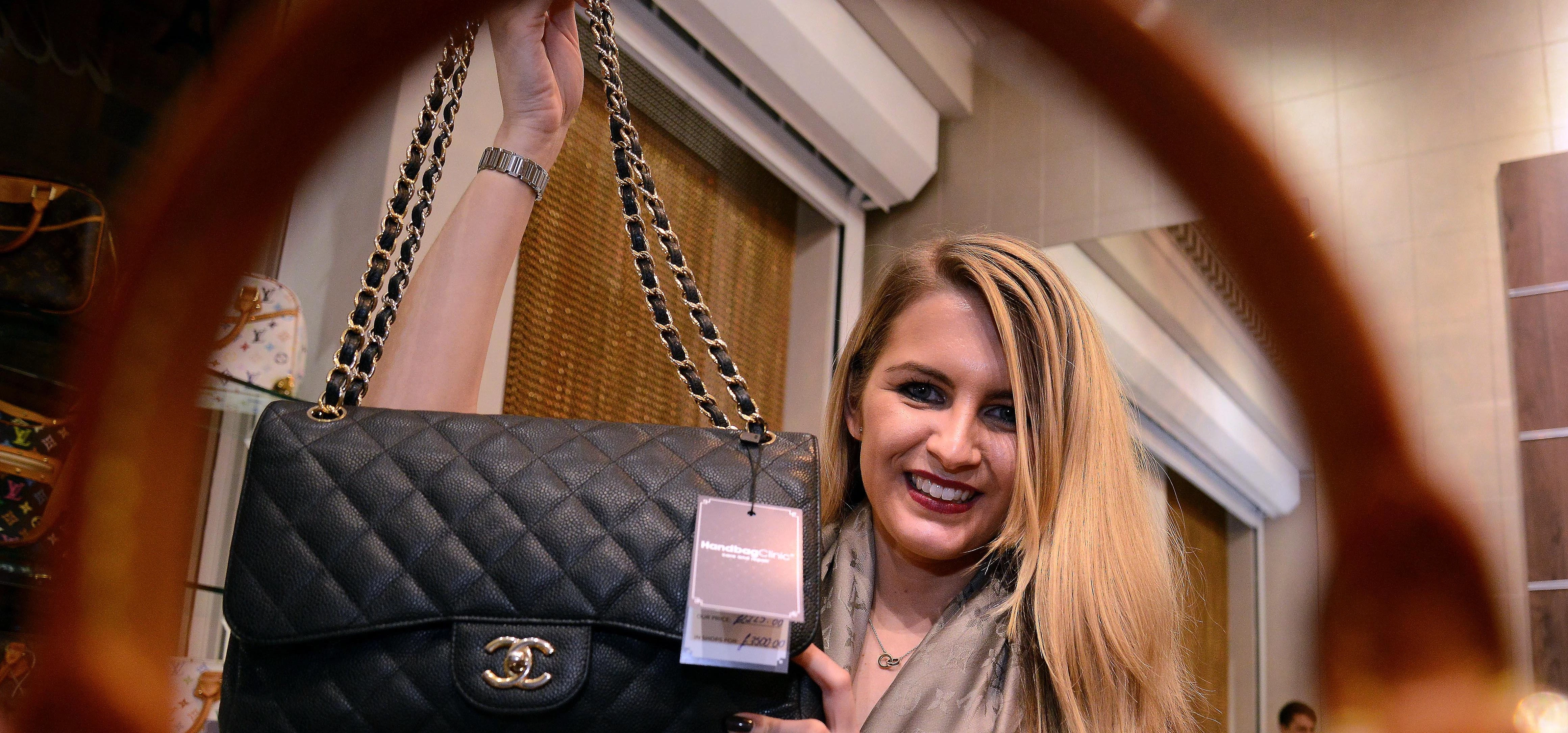 Blogger Katie Davison with her new Chanel handbag from Handbag Clinic Newcastle