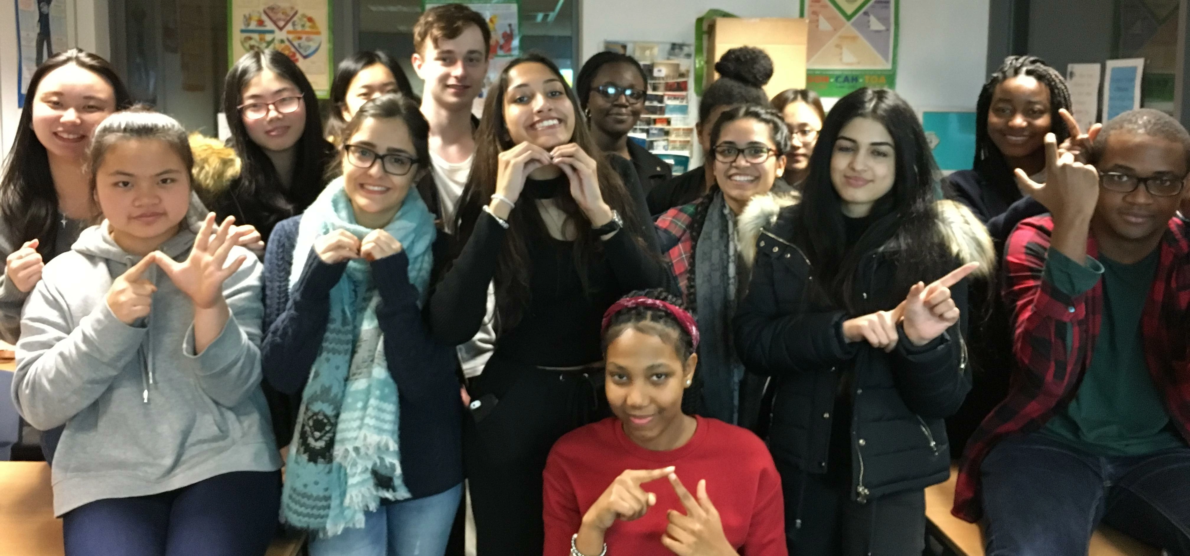 The savvy Abbey College Manchester students showing their Signing skills