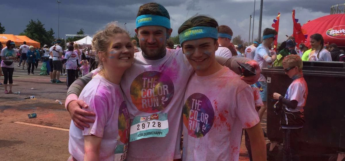 Colour Run From Left, Sophie Tristram, Quality Administrator, Bryan Dickie, Sales Executive, Matt Wi