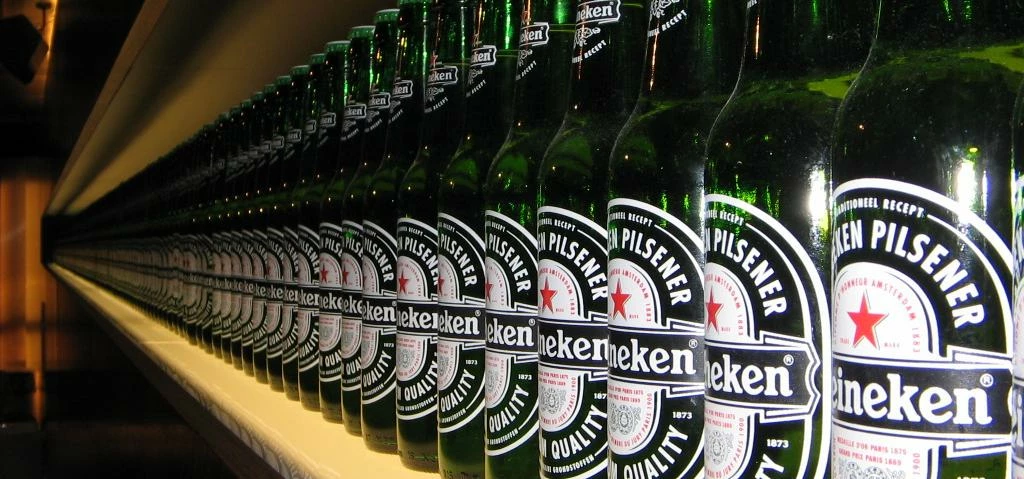 Bottles in the Heineken Brewery