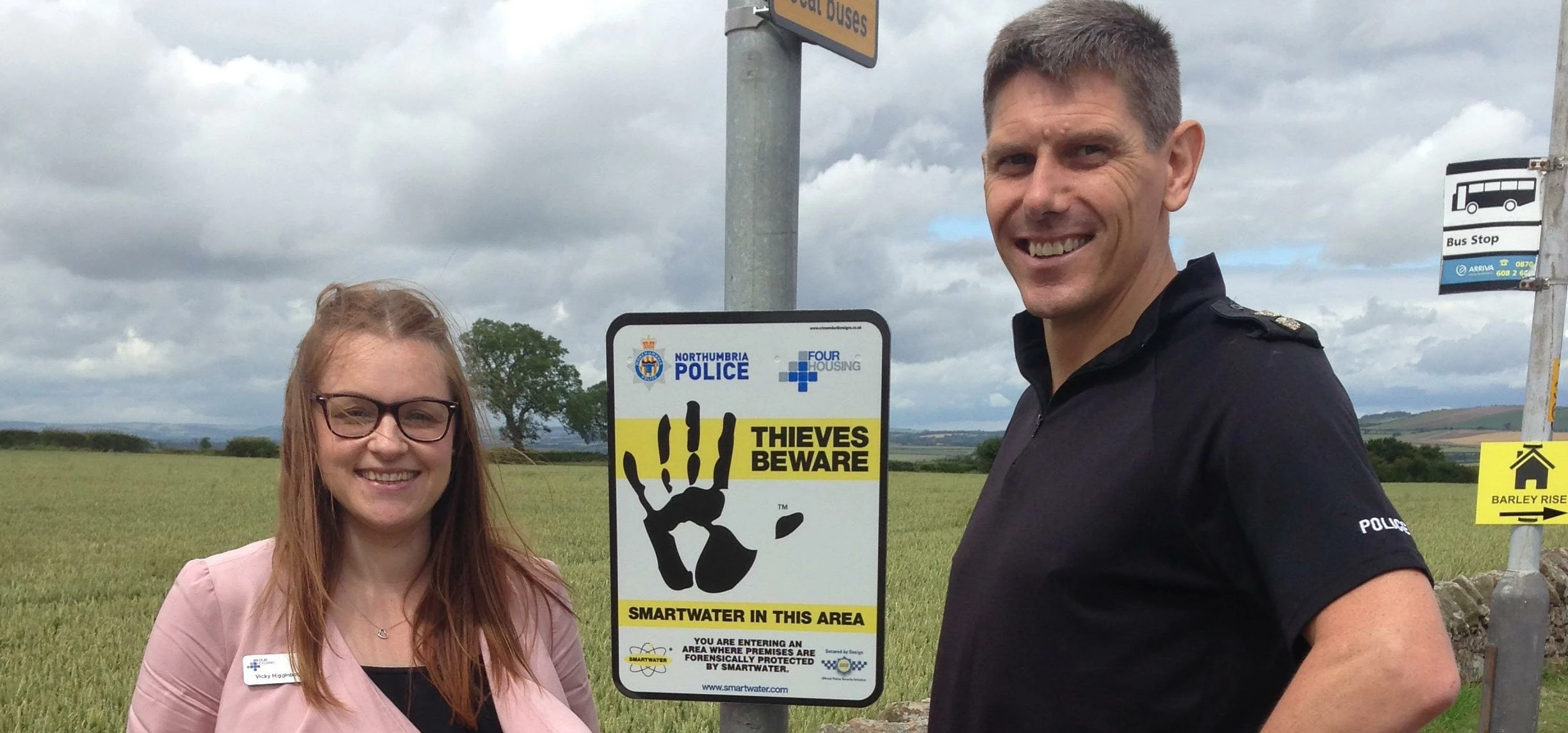 Vicky Higginbottom, community safety co-ordinator at Four Housing and Inspector Davy Garrick.