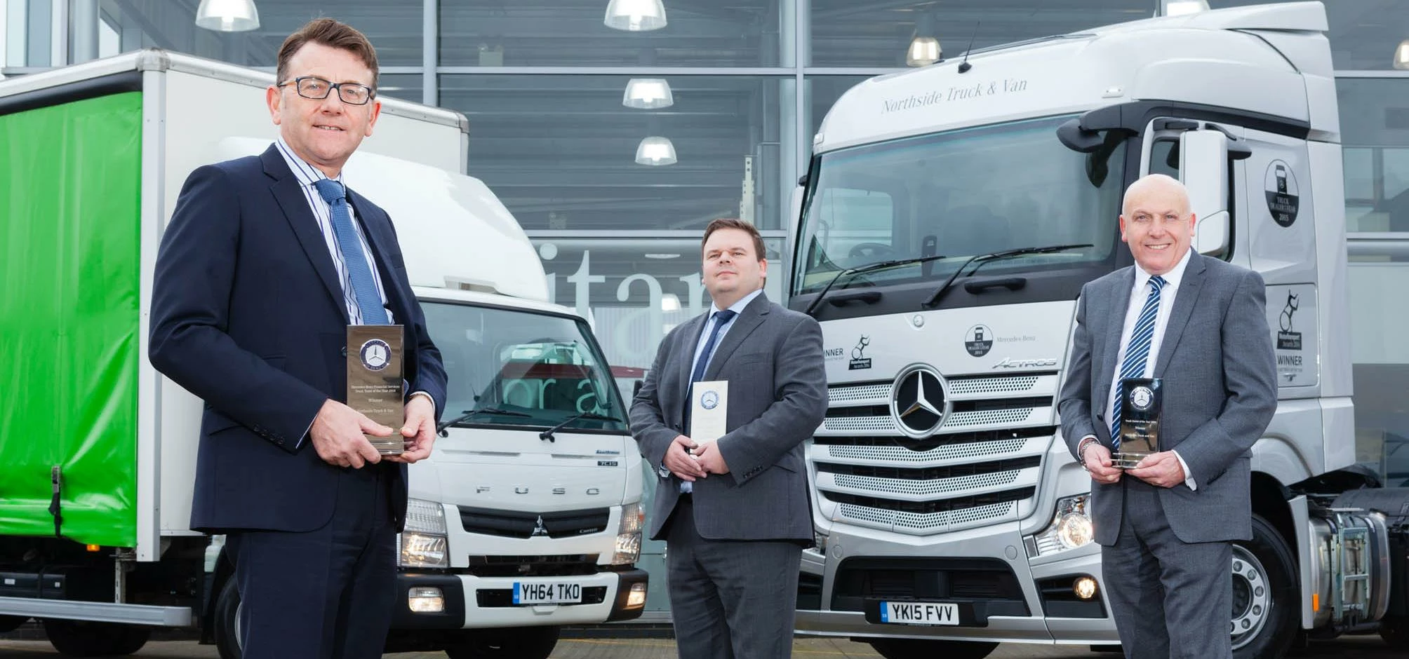 Northside Dealer Principal Tim Ward, left, with Truck Sales Director Ben Sowersby and, right, After 