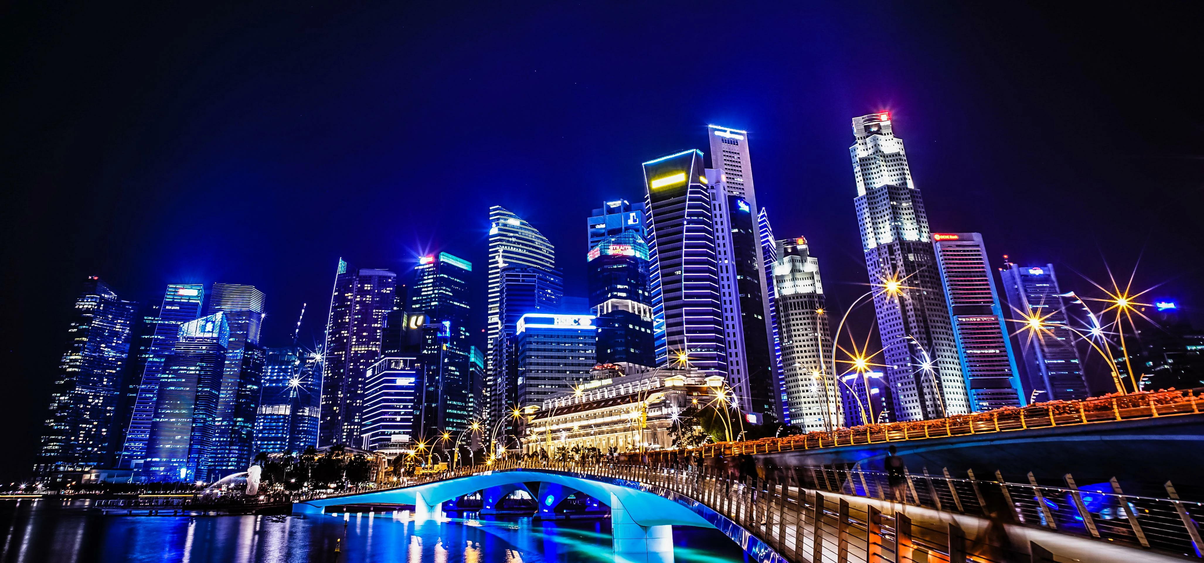 Downtown Singapore at night