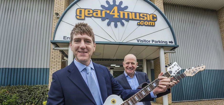  Andrew Wass (left), founder and chief executive of Gear4Music, and Peter Armitage, partner at KCP.