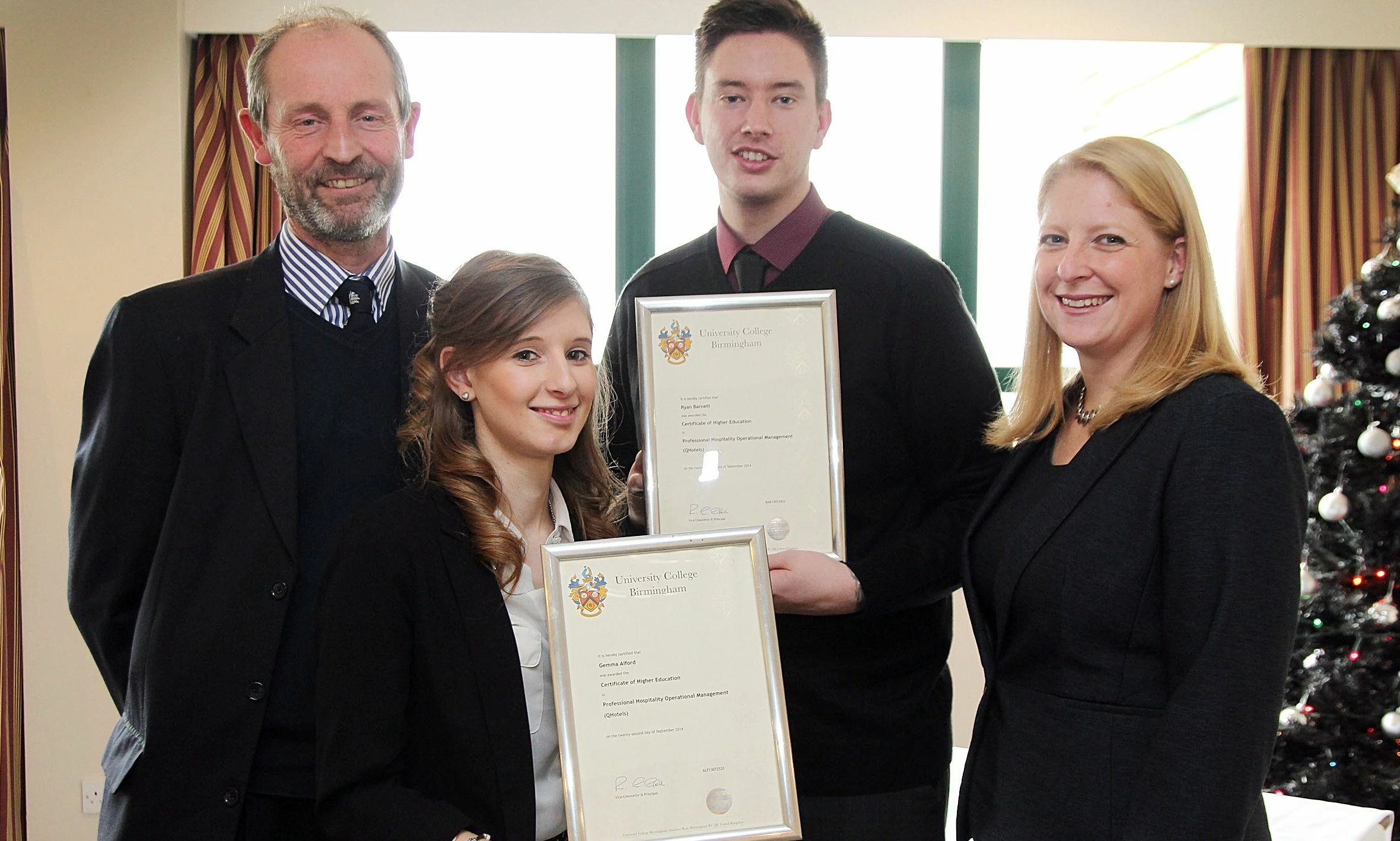 Gemma Alford and Ryan Barnett from Ashford International were presented with a Level 4 Certificate i