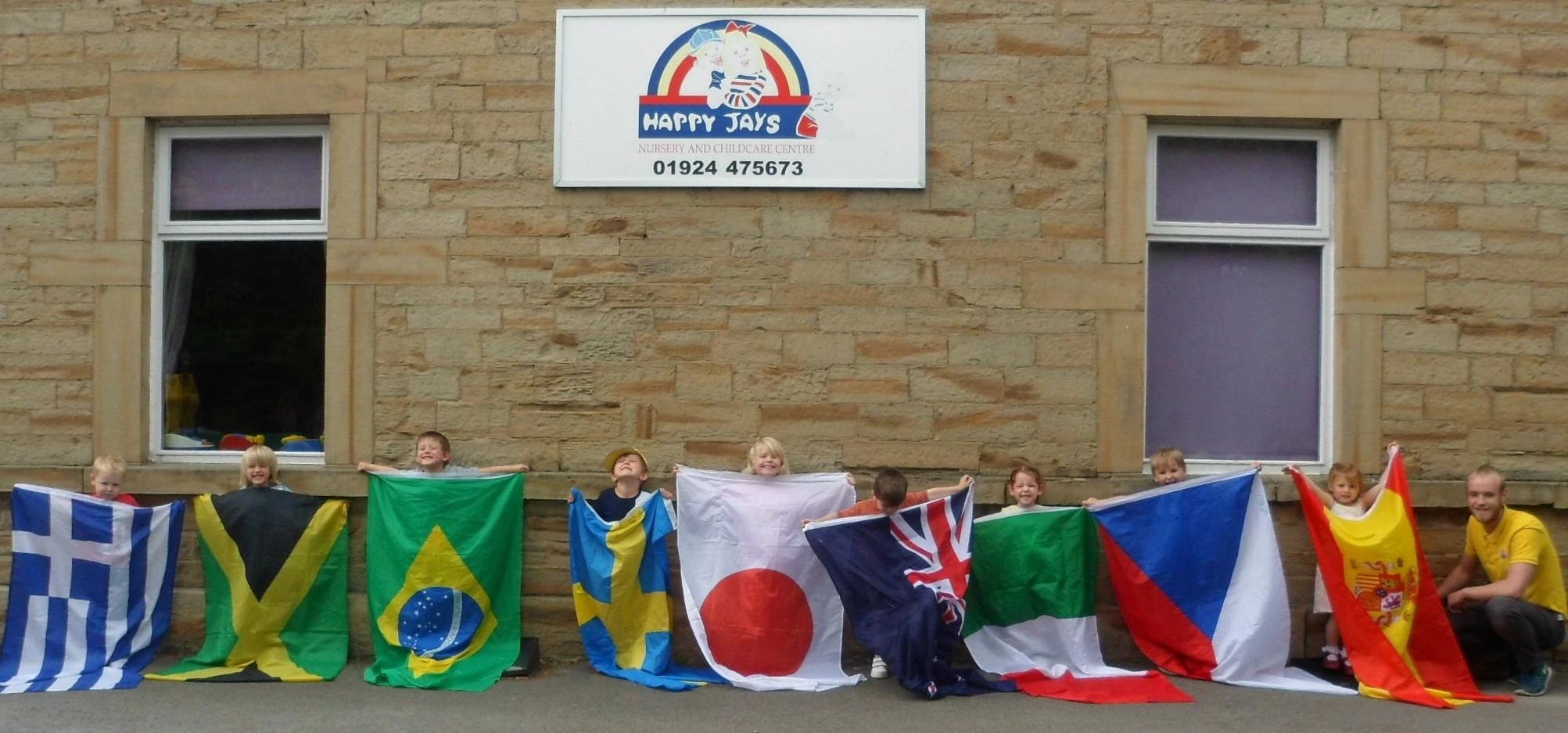 Flag Day fun: L to R: Dylan Priestley, Charles Sedghjou, Charlie Hicks-fletcher, Liam Wright, Isabel