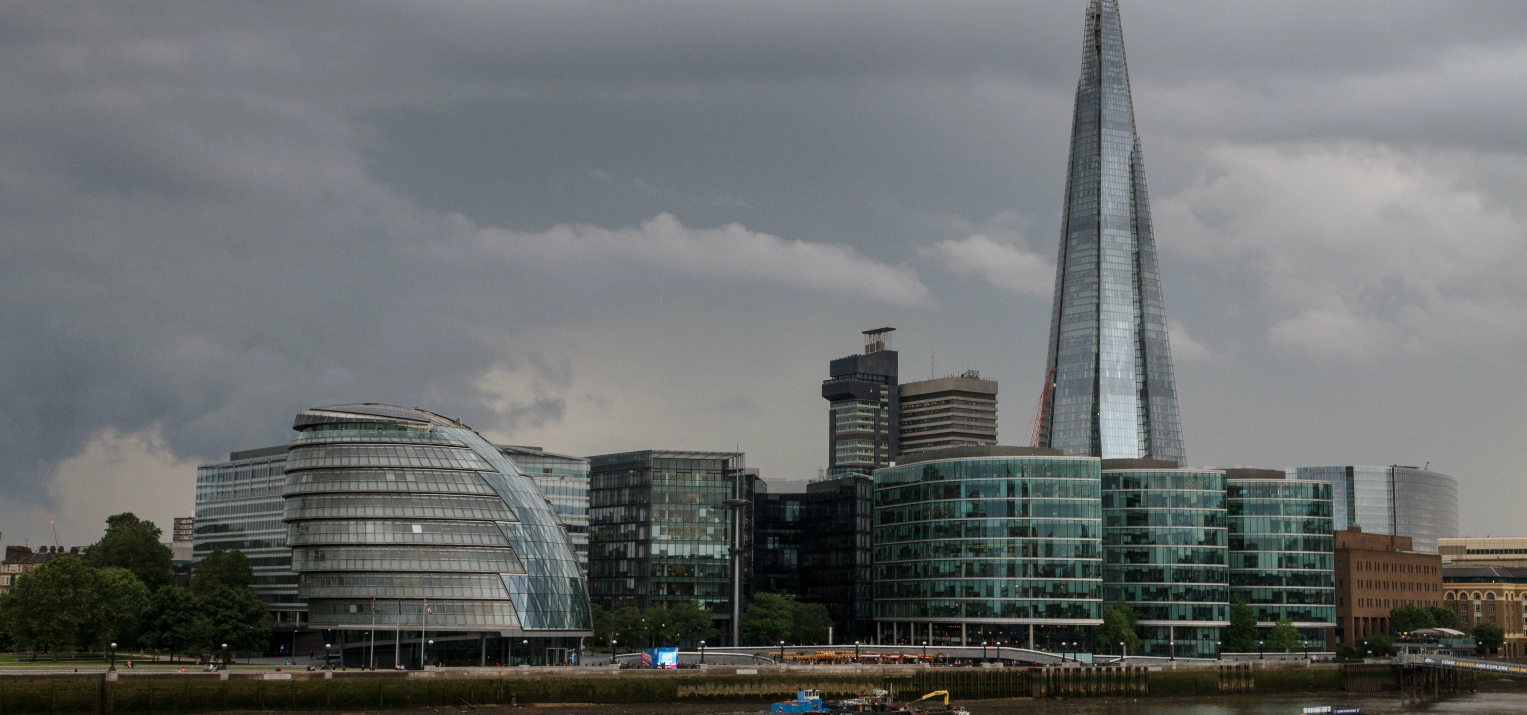 Clouds over City Hall and the Shard