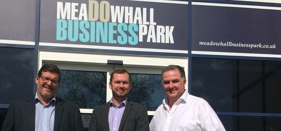 Robert Eaton, Richard Burns and Andrew Allen of ARBA Group at the fully let phase one of Meadowhall