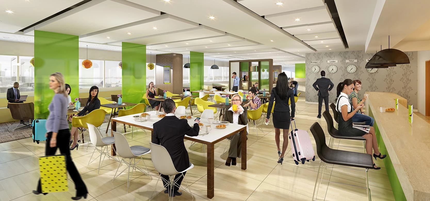 An artist's impression of the of the Escape Lounge at Minneapolis–St. Paul International Airport