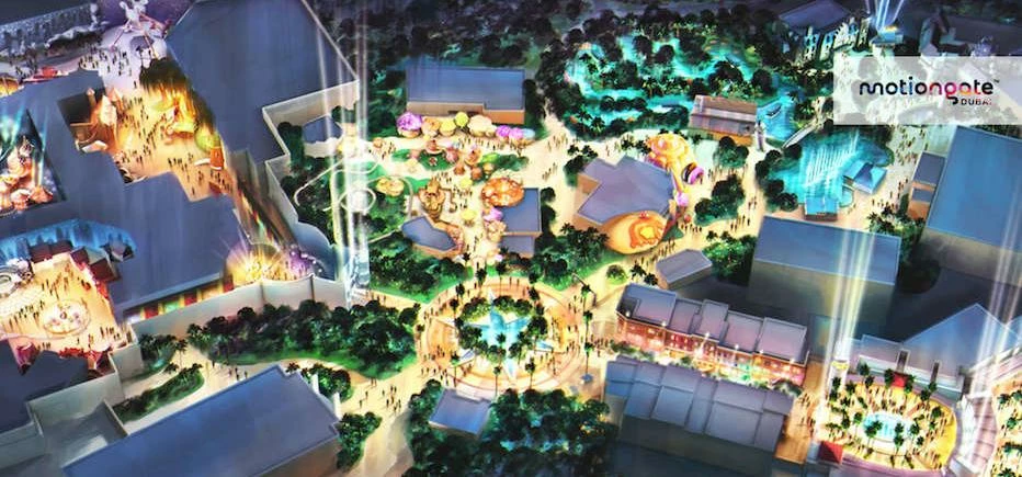 The DreamWorks zone within the Motiongate™ Dubai theme park. 