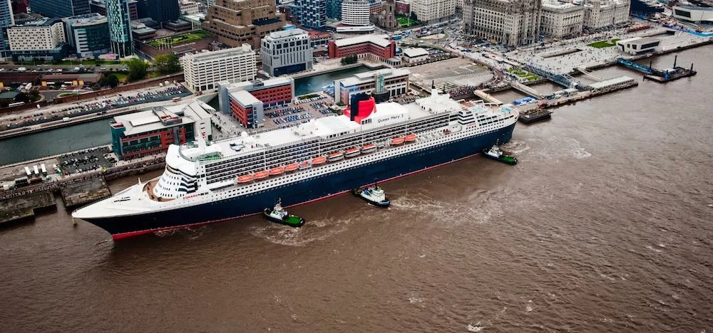 The Queen Mary 2 at Liverpool's cruise terminal