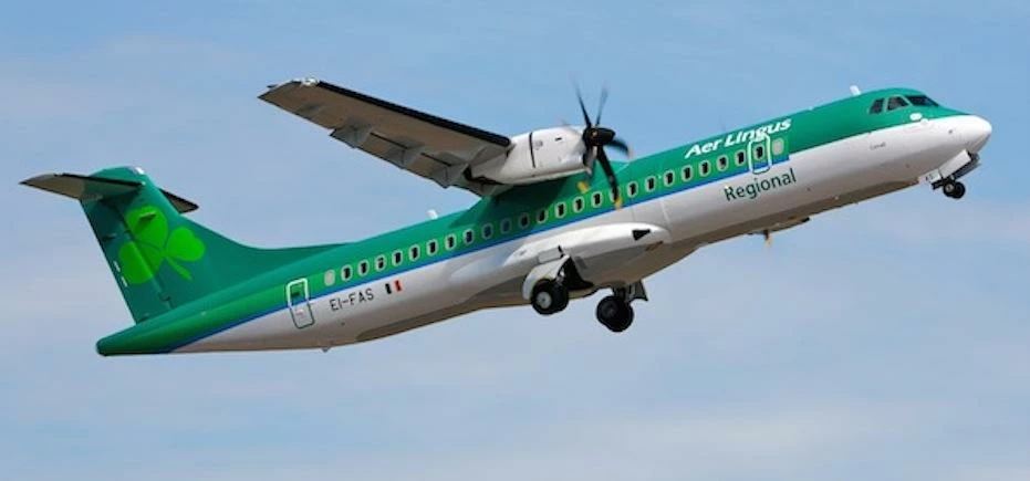 Aer Lingus Regional ATR72 aircraft which operates the Cork route from Leeds Bradford Airport.