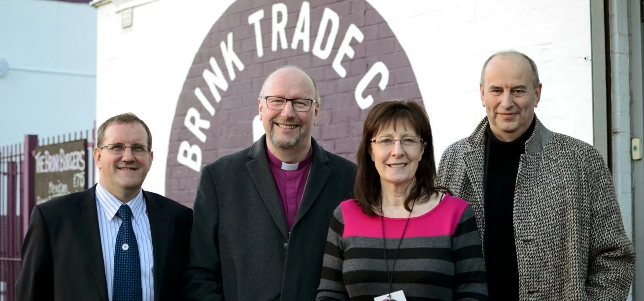 GM at The Brink Carl Bell, Bishop Paul Bayes, Head of Service at AoA Merseyside, Karen  and Chief Ex