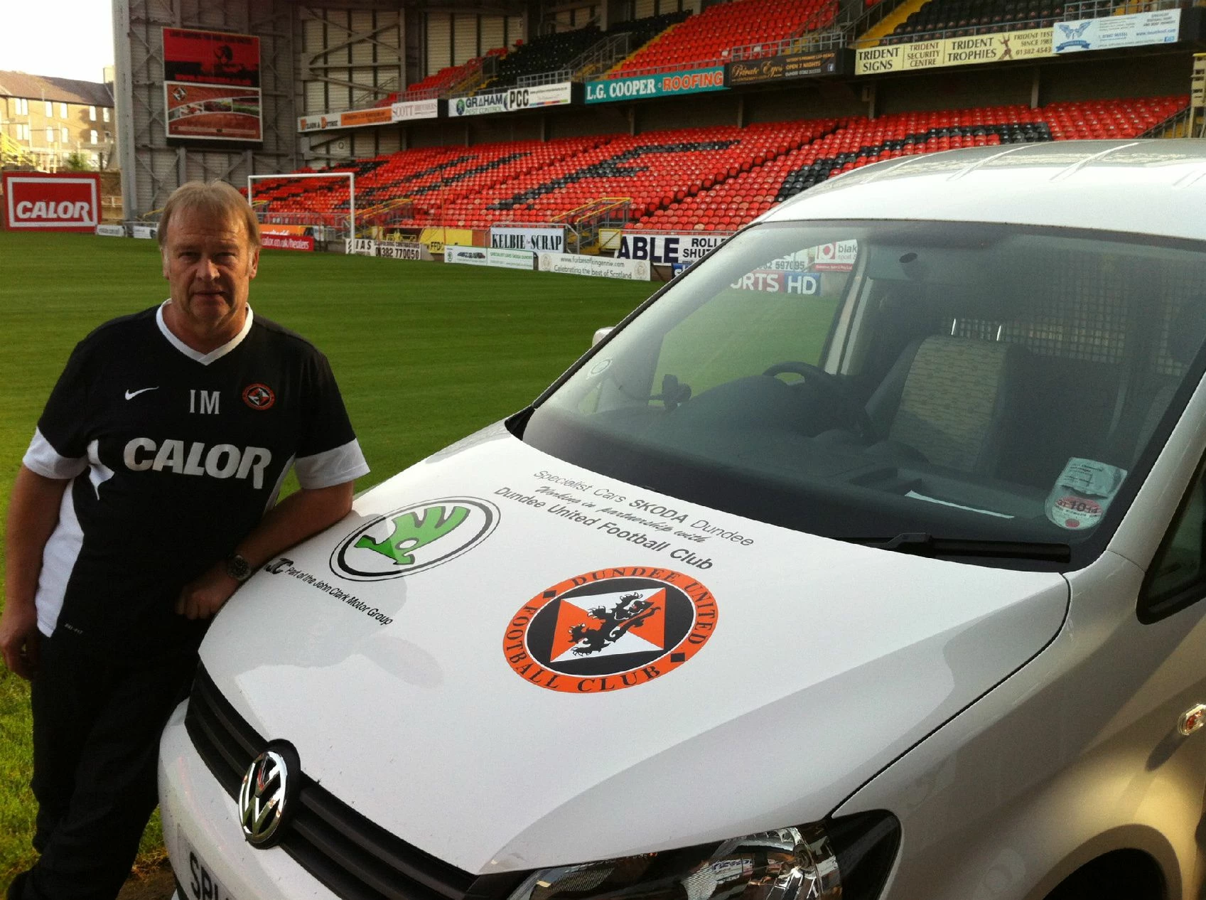 Ian McIntyre, the kit man for Dundee United Football Club with the club Caddy Van from Clark Commerc