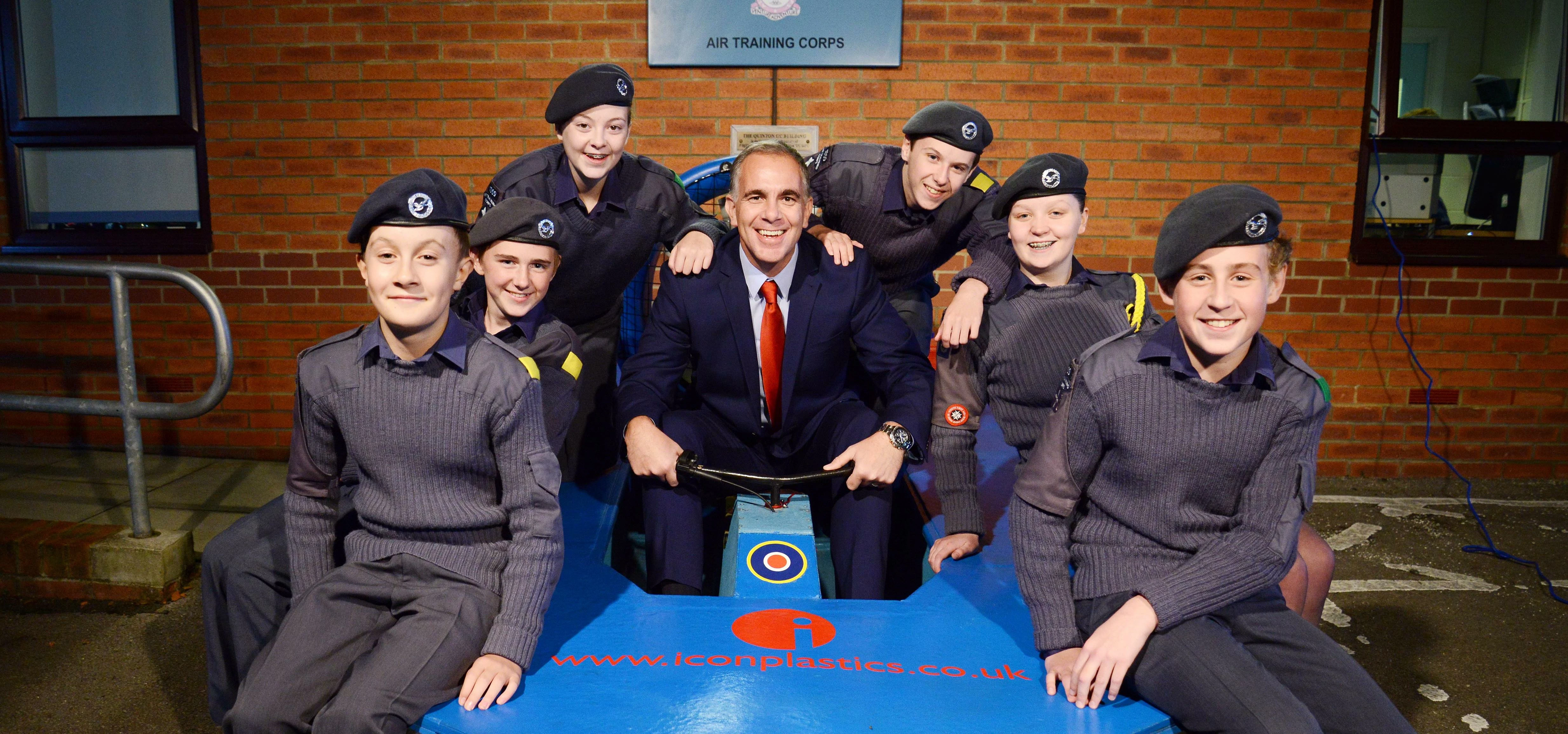 Icon Plastics Operations Director Phil Walker with some of the1869 (Middlesbrough) Squadron Air Cad