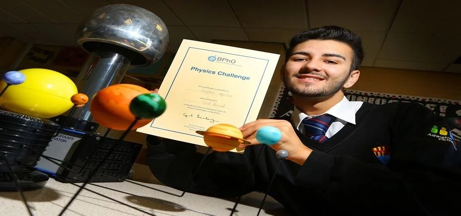 Ashington High School student Hayden Haghkar, one of only six gold award winners in the British Phys