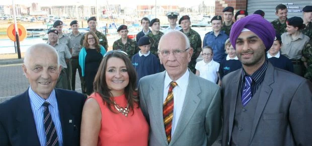 Members of Hartlepool Sea Cadets with (left to right) Eric Priest, President of Hartlepool Sea Cadet