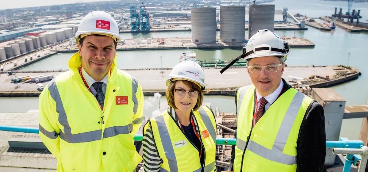 From left to right: Peel Ports' Warren Marshall, Liverpool Riverside MP Louise Ellman and Graham Bac