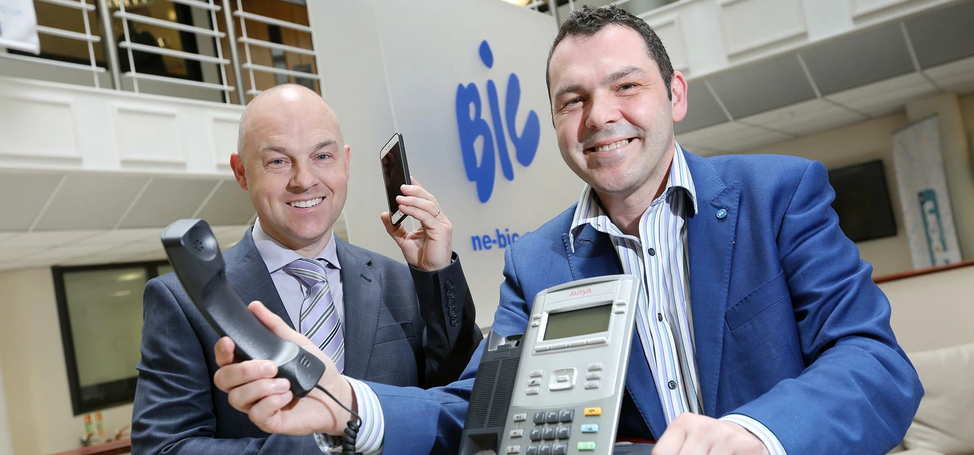 Paul McEldon, Chief Executive of the BIC (right) and Keith Rowe at the launch of BIC Telecom