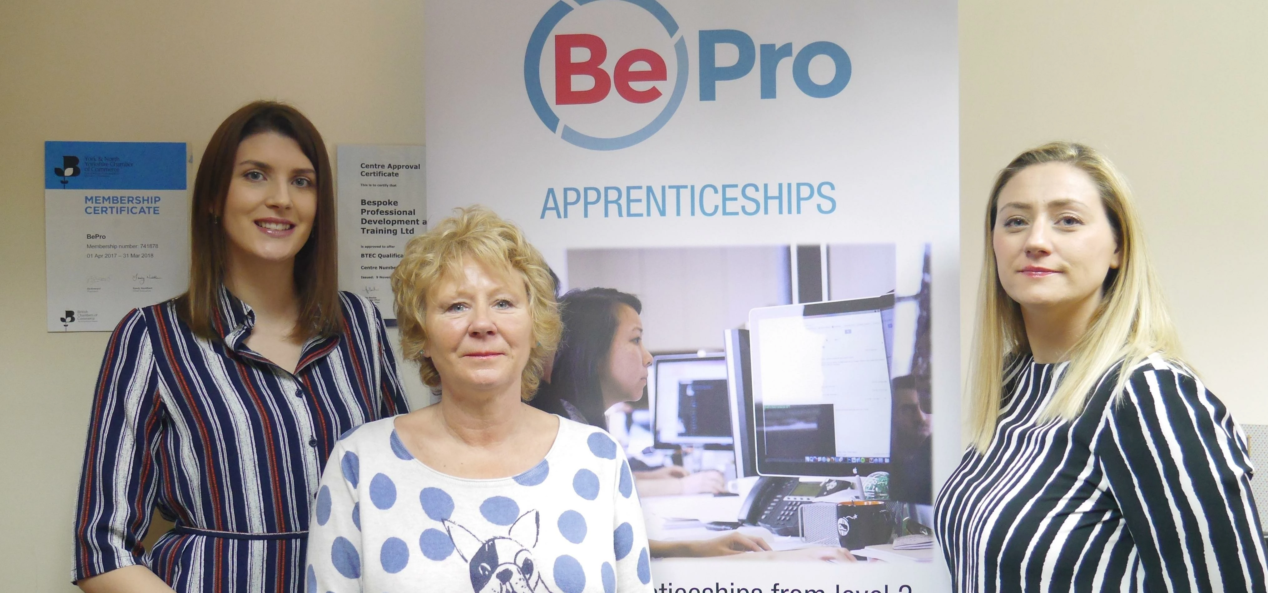 Helen Shinner (BePro’s new admin manager), Val Swales and Georgina Selmi