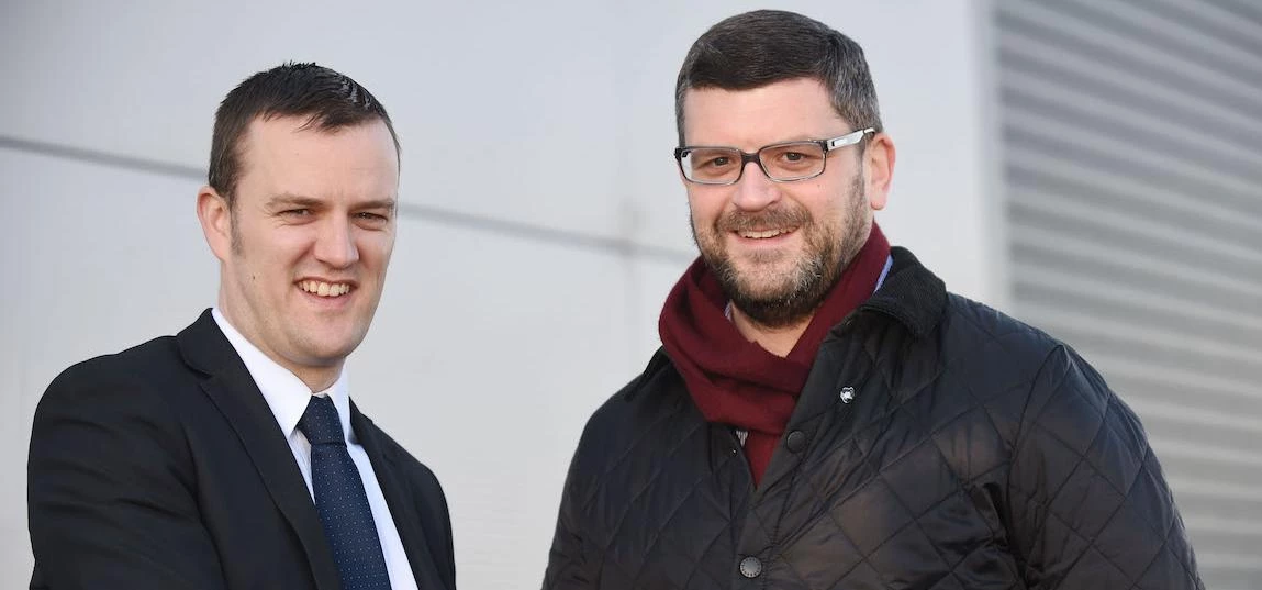 Lucion's Ross Boulton (left) with Alan Robson of Innov8 Safety Solutions