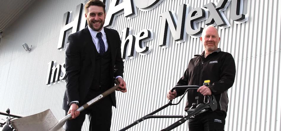 Beaumont Grounds Maintenance managing director Alexander Lineton (left) with Hitachi Rail Europe mai