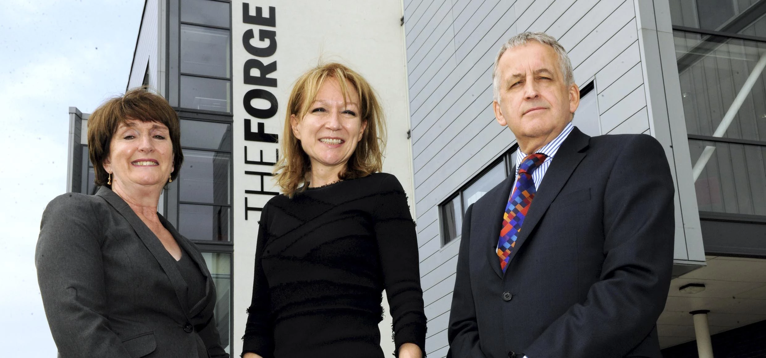 aption: (left to right) Director of The Forge Laura Woods, Rita Clifton and Deputy Vice-Chancellor (