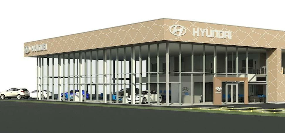 CGI of the new Hyundai dealership on Gelderd Road, Leeds.