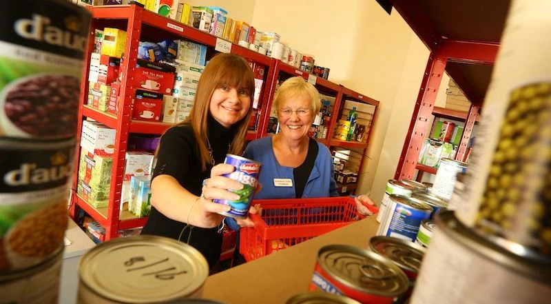 Rio Tinto's Joanne Hannay (left) and Wansbeck Valley Food Bank's Linda Fugill