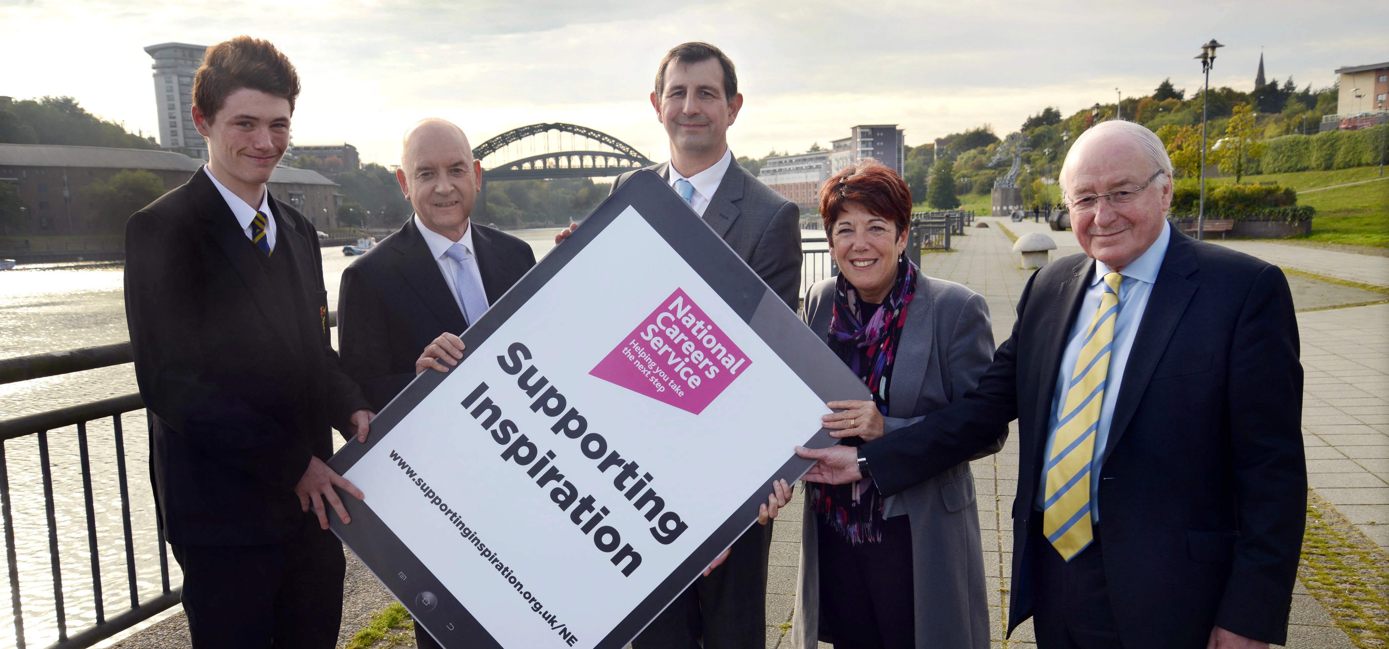(left to right) Hetton School student Brandon Hodgson, Bob Paton, from the North East LEP, Edwin Mil