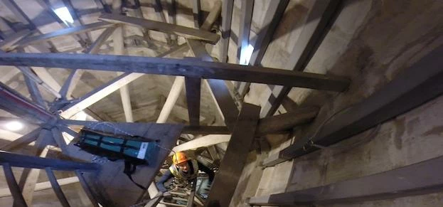 The Eurosafe Solutions team working on the spire at Salisbury Cathedral