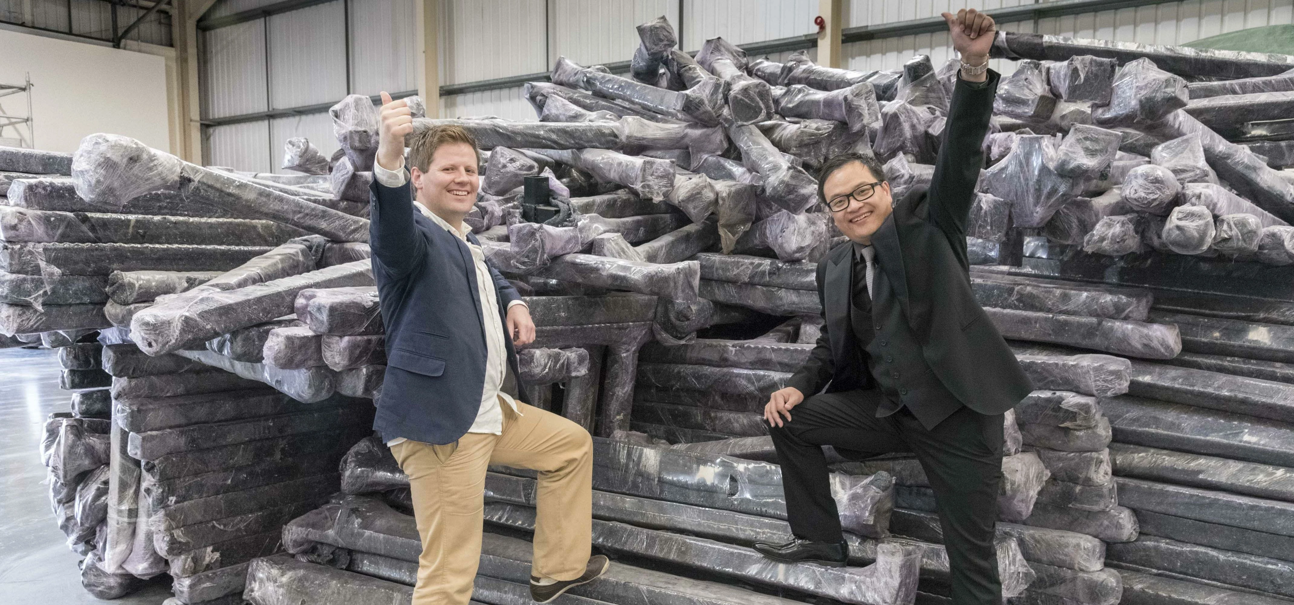 Councillor John Fulham, cabinet member for growth and Bin Chen, director of Air Factory UK at the si