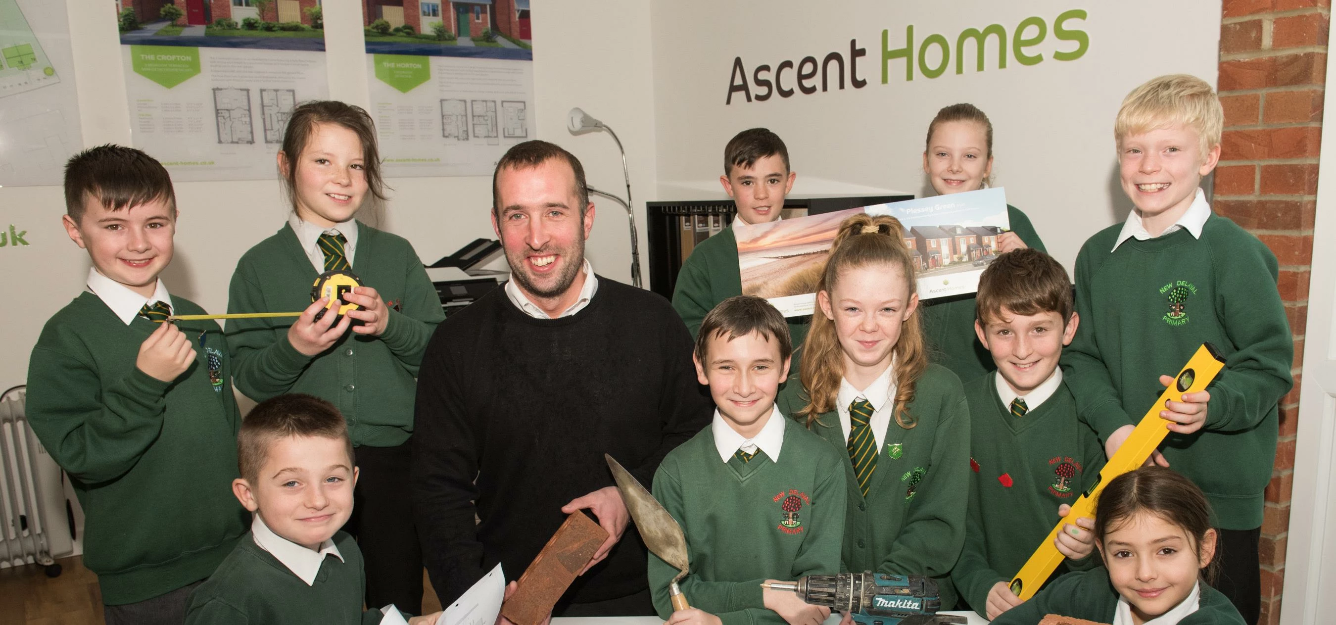 Site Manager, Keith Love with pupils from New Delaval Primary School, Blyth