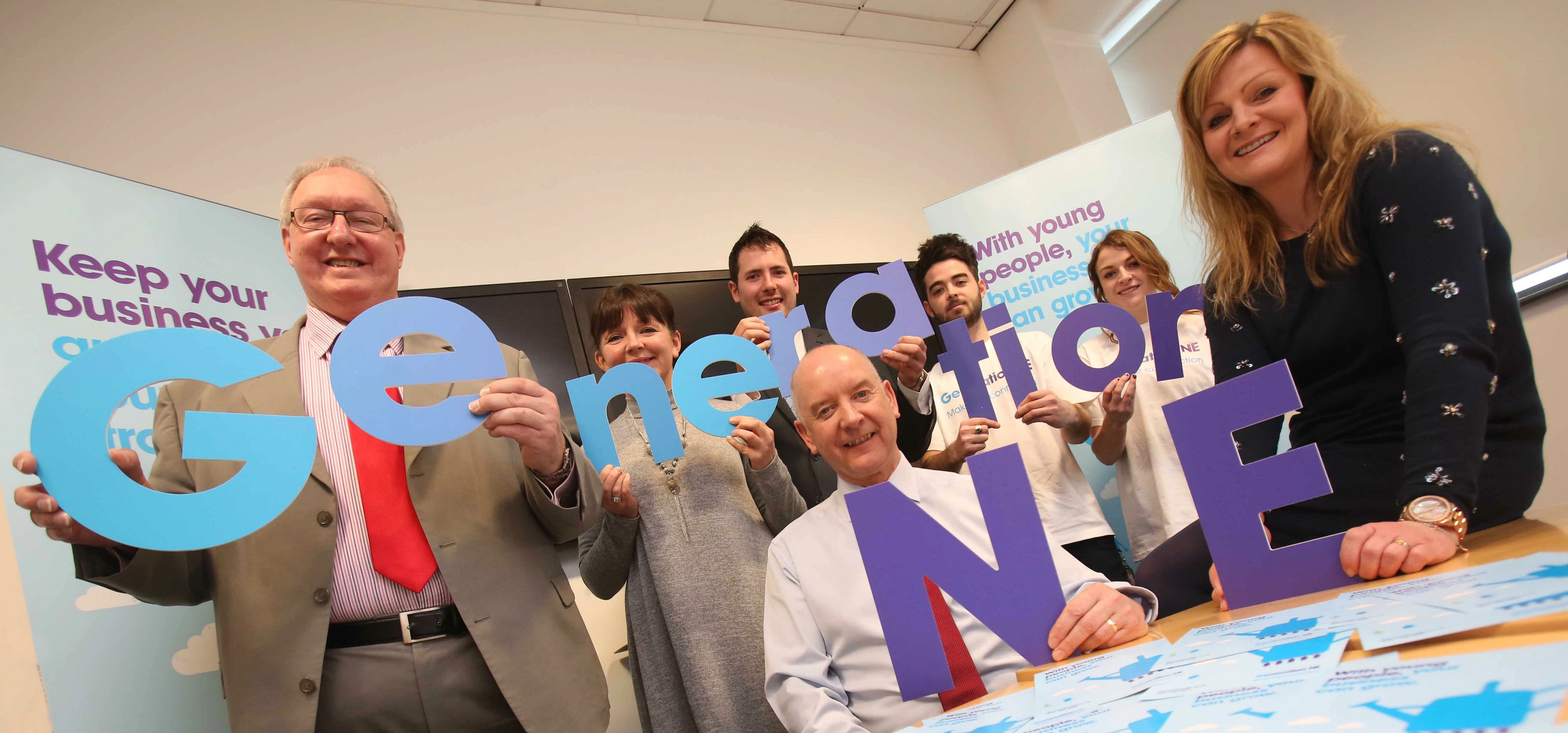 Back row, left to right: Councillor Grant Davey; Gill Southern; Generation NE’s Mark Stamper; Accent