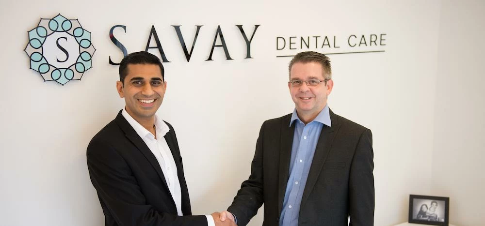 Sachin Patel, Owner of Savay Dental Care with Paul Andrews, Royal Bank of Scotland