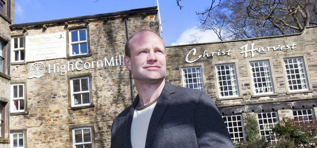 Andrew Mear outside Skipton's High Corn Mill 