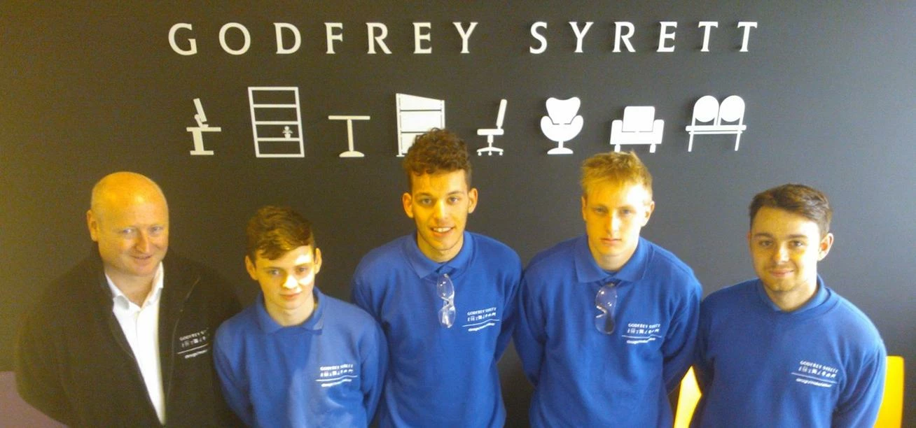 Godfrey Syrett Operations Manager Michael Donachie with Manufacturing Apprentices.