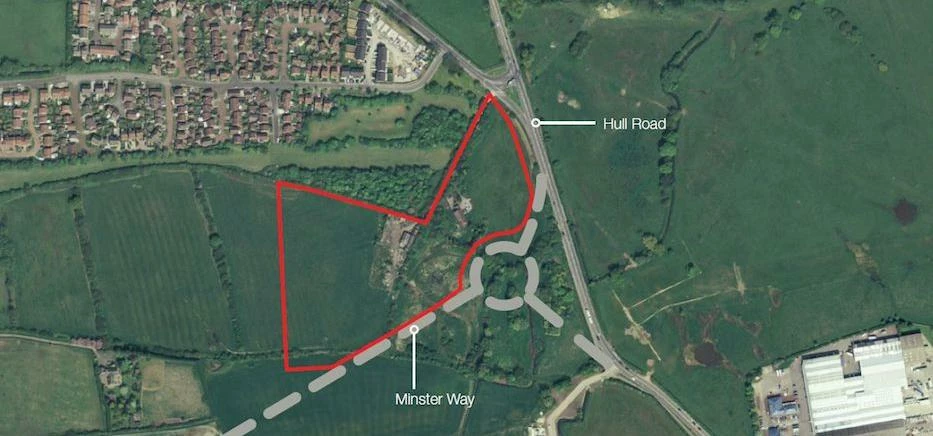 The site where the plans propose to build a new Lidl store, family pub and business space in Beverle
