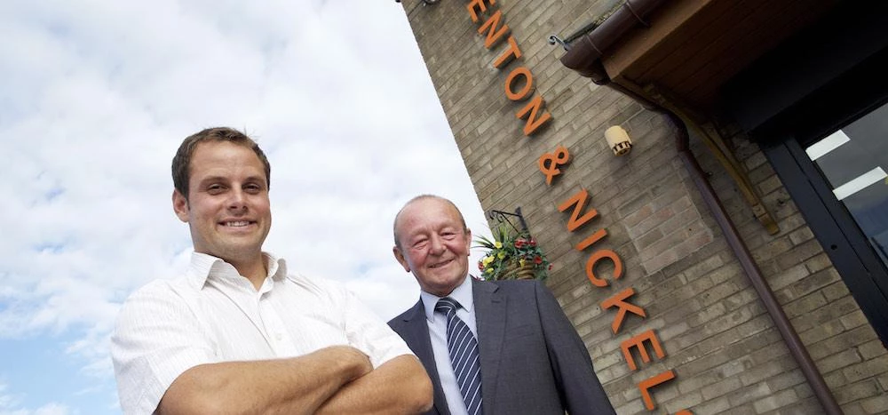 Mark Denton, Managing Director of Denton and Nickels with Finance Yorkshire's David Ward.