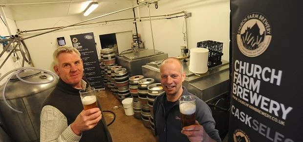 Charlie Weetman from KADAS with Andy Reynolds from Church Farm Brewery 