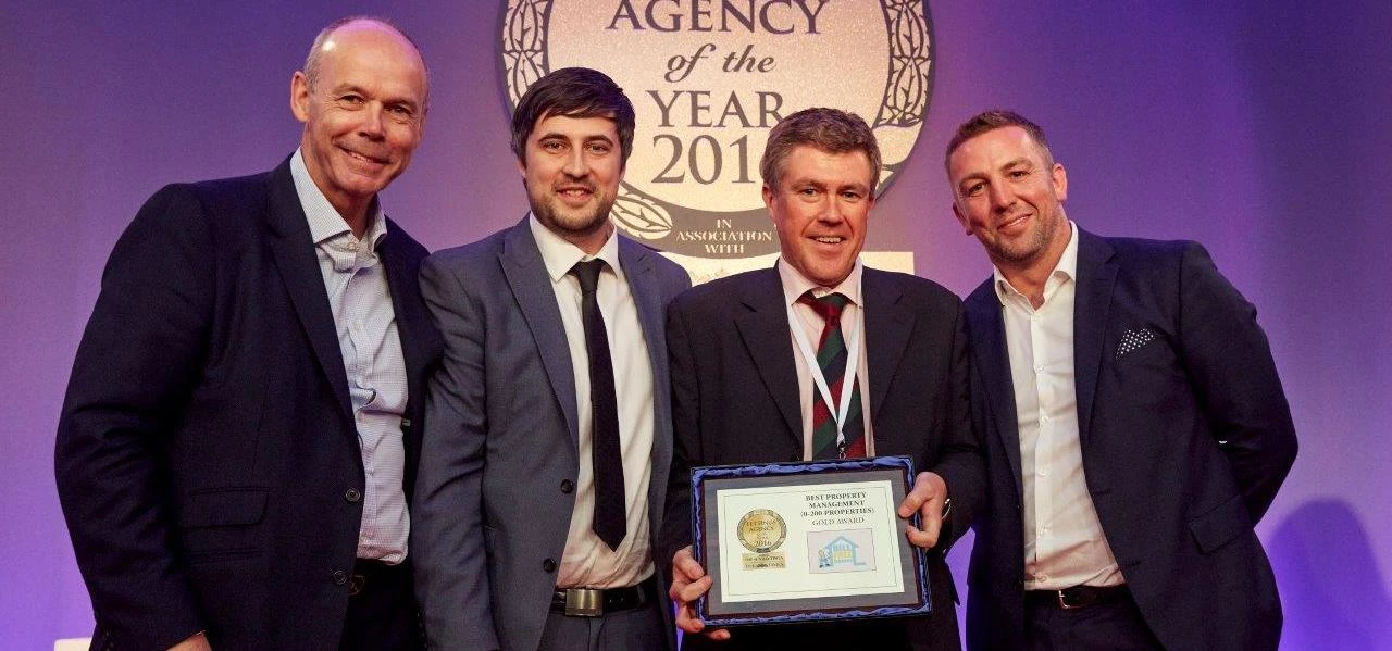 l-r - Sir Clive Woodward, Sean Lawless and Peter Smith of Bill Free Homes, Christian Balshen of Van