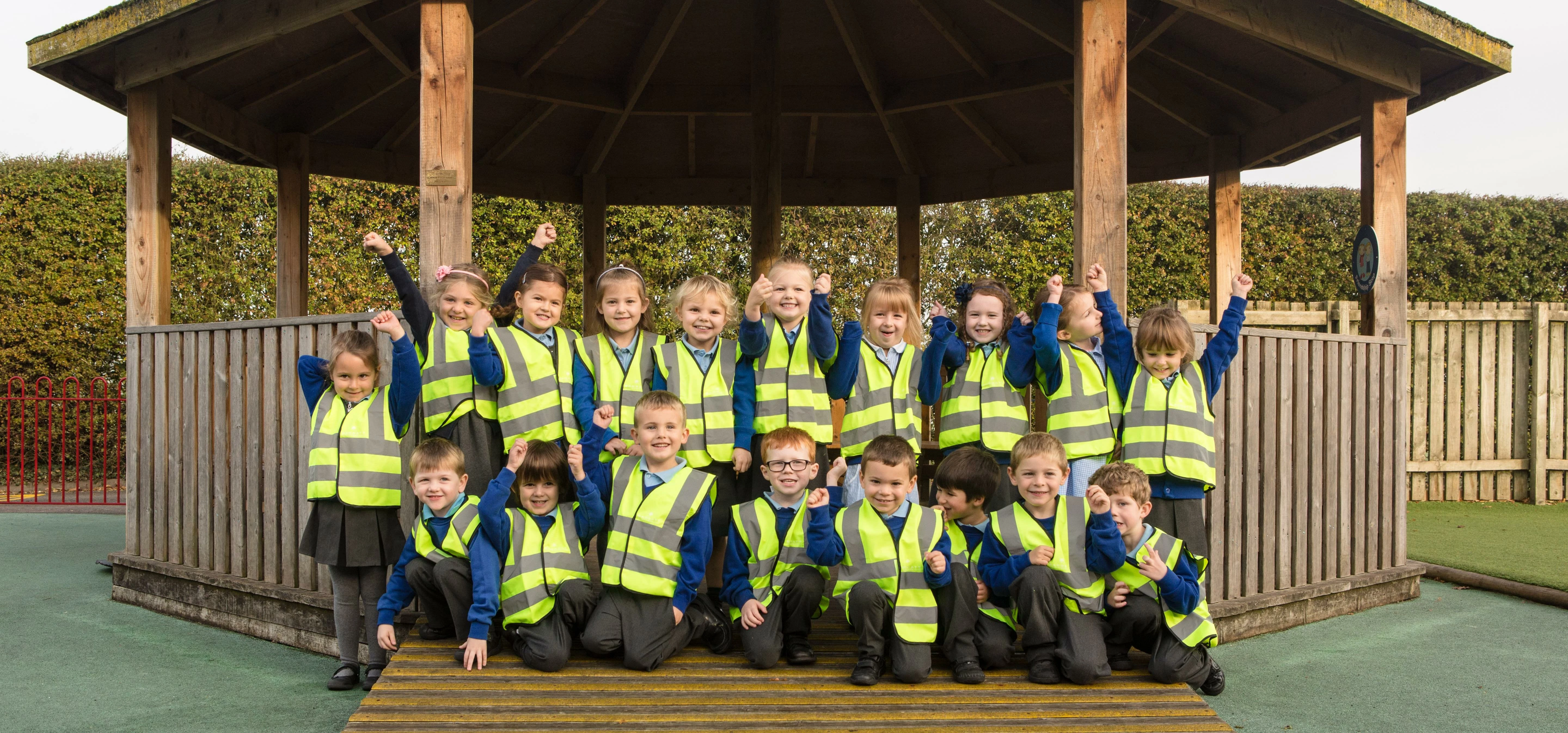 Children in Reception at Acton CE Primary Academy love their new high-vis vests