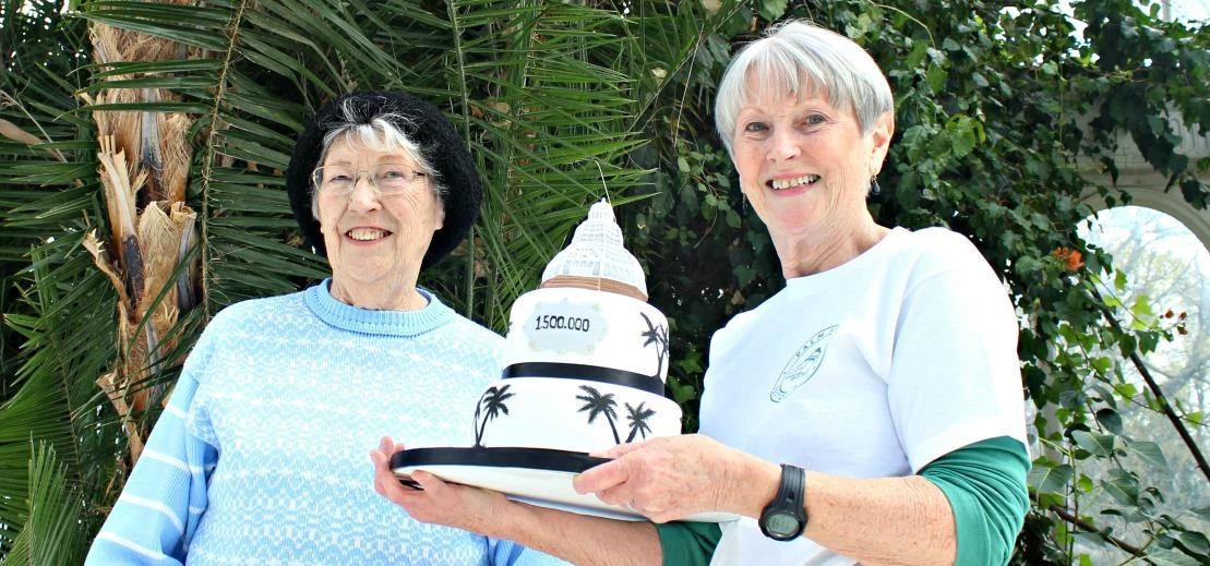 Milestone visitor Edna Smedley and Palm House volunteer Sue Tresidder