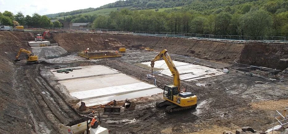 Construction work underway at Rivelin water treatment works. 